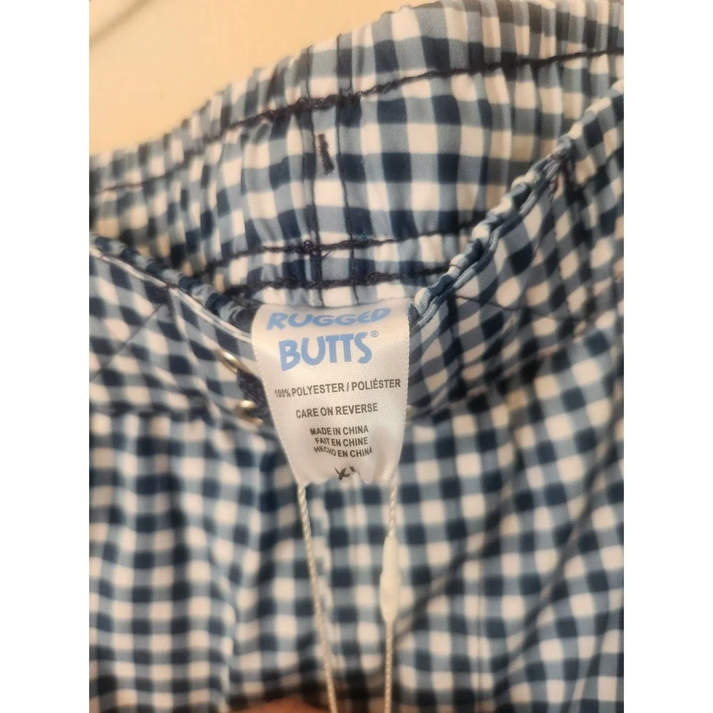 NWT Mens‎ Rugged Butts Blue Gingham Check Swim Trunks Size XL Preppy Summer